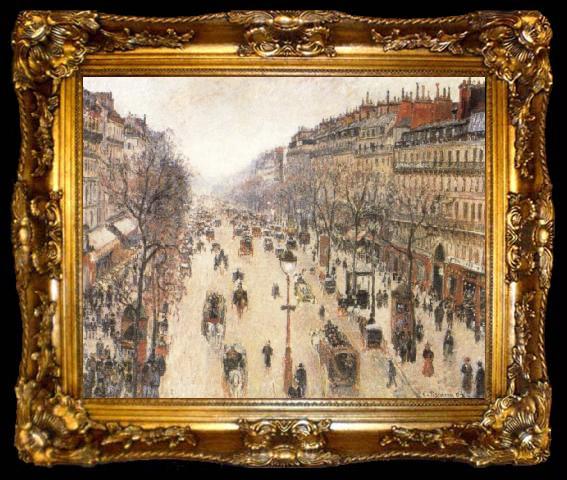 framed  Camille Pissarro The Boulevard Montmartte on a Cloudy Morning, ta009-2